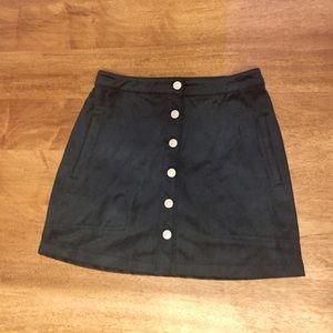 Dark green Suede touch button pinafore skirt
